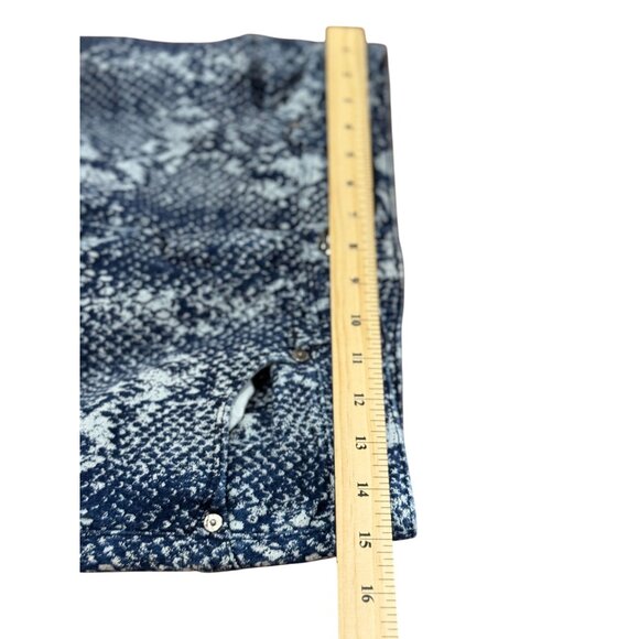 CACHE Womens Size 4 Blue & White  Denim Stretch Snake Print Skinny Jeans Comfort - Picture 13 of 13